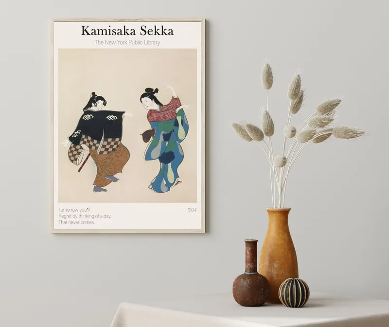 Постер «Японская живопись - Танец» на стене в офисе