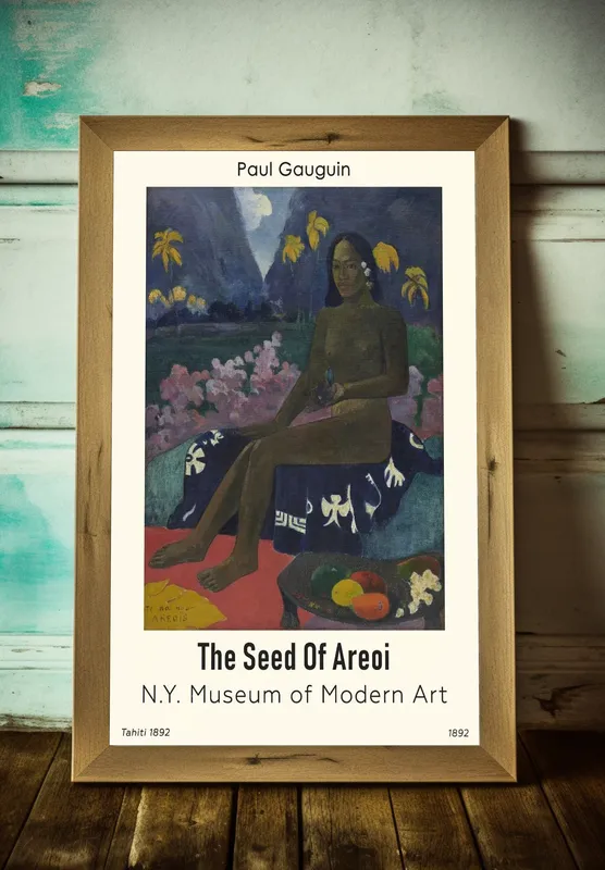 Постер «Поль Гоген - Семя Ареои» на стене в офисе