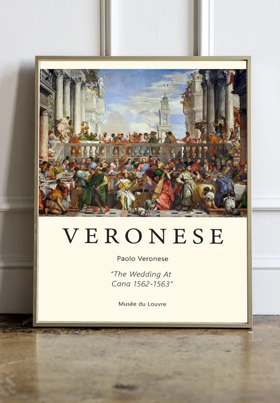 Постер «Паоло Веронезе - Брак в Кане» над диваном в гостиной