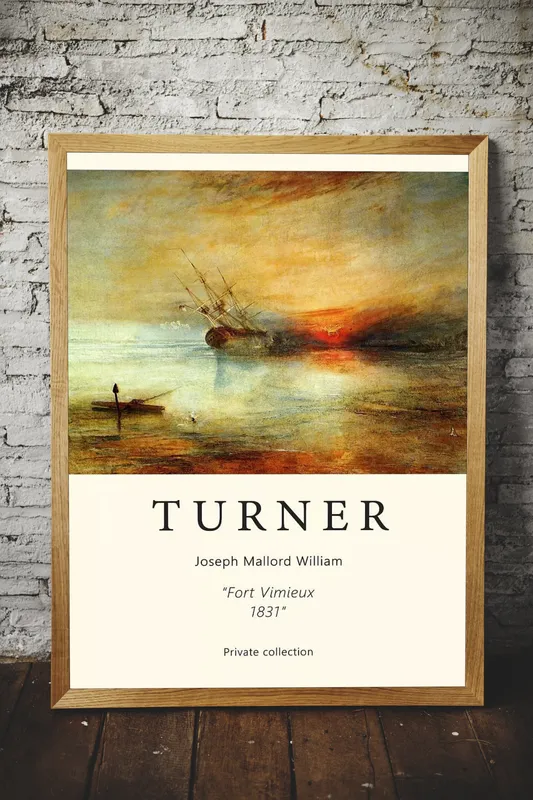 Постер «Уильям Тернер - Форт Вимьё» над диваном в гостиной