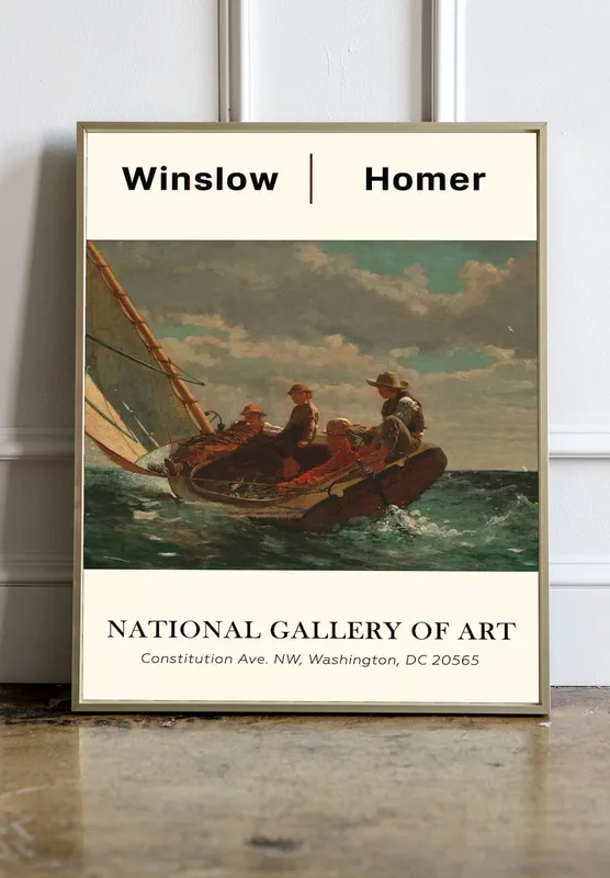 Постер «Уинслоу Хомер - Попутный ветер» над диваном в гостиной