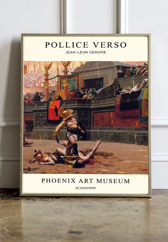 Постер «Жан-Леон Жером - Пальцы вниз» над диваном в гостиной