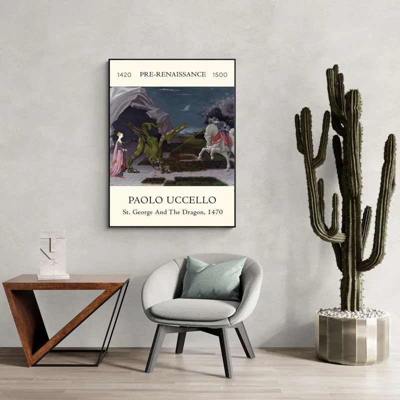 Постер «Паоло Уччелло - Святой Георгий с драконом» на стене в офисе