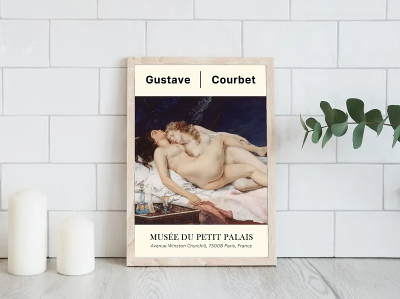 Постер «Гюстав Курбе - Спящие» на стене в офисе