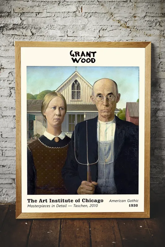Постер «Грант Вуд - Американская готика» на стене в офисе