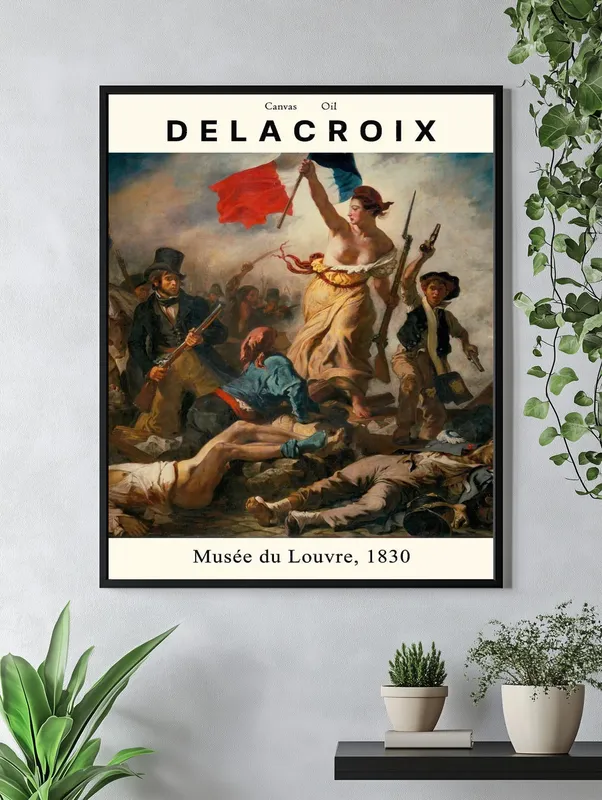 Постер «Эжен Делакруа - Свобода, ведущая народ» на стене в офисе