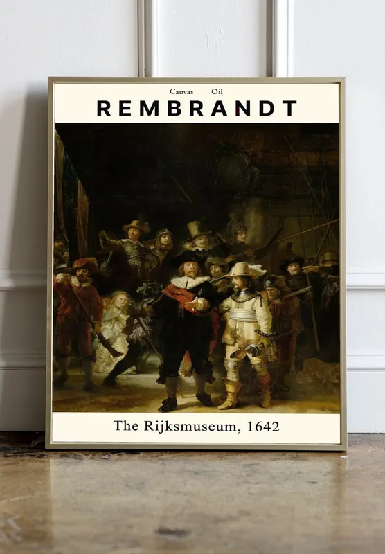 Постер «Рембрандт - Ночной дозор» на стене в офисе