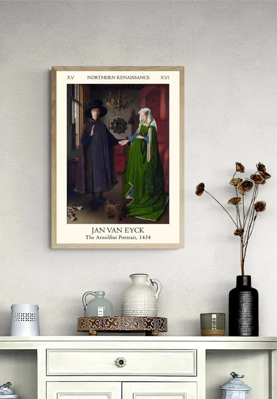 Постер «Ян ван Эйк - Портрет четы Арнольфини» на стене в офисе