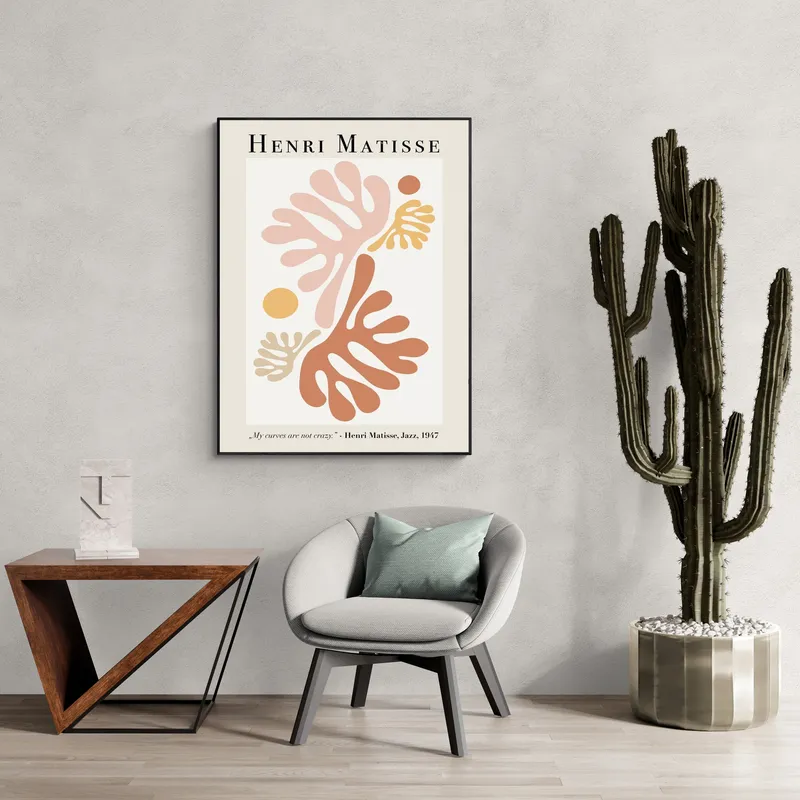 Постер «Анри Матисс - Аппликация из листьев» на стене в офисе