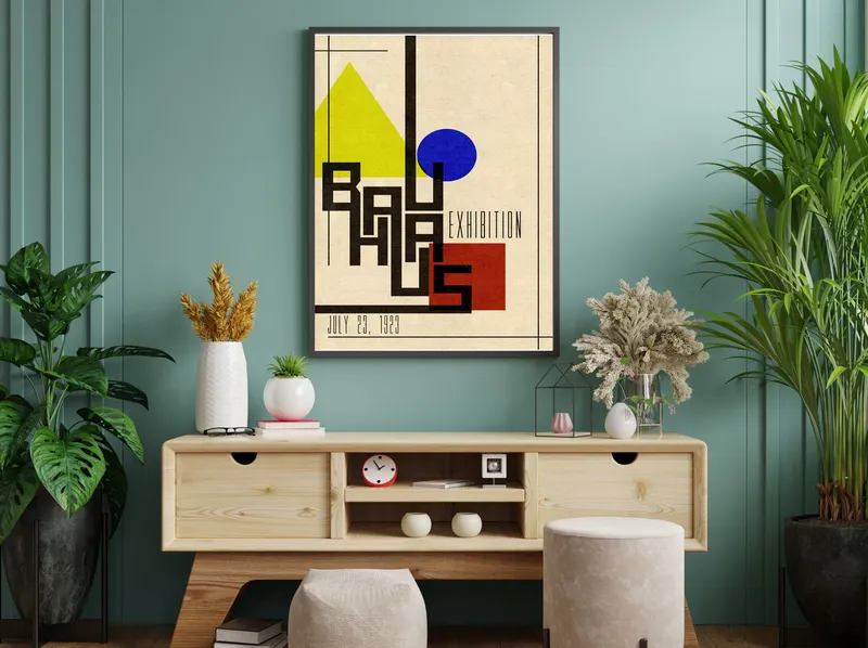 Постер «Баухаус - Цветная афиша» на стене в офисе