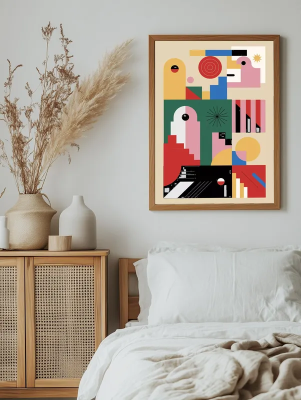 Постер «Баухаус - Современный взгляд» на стене в офисе