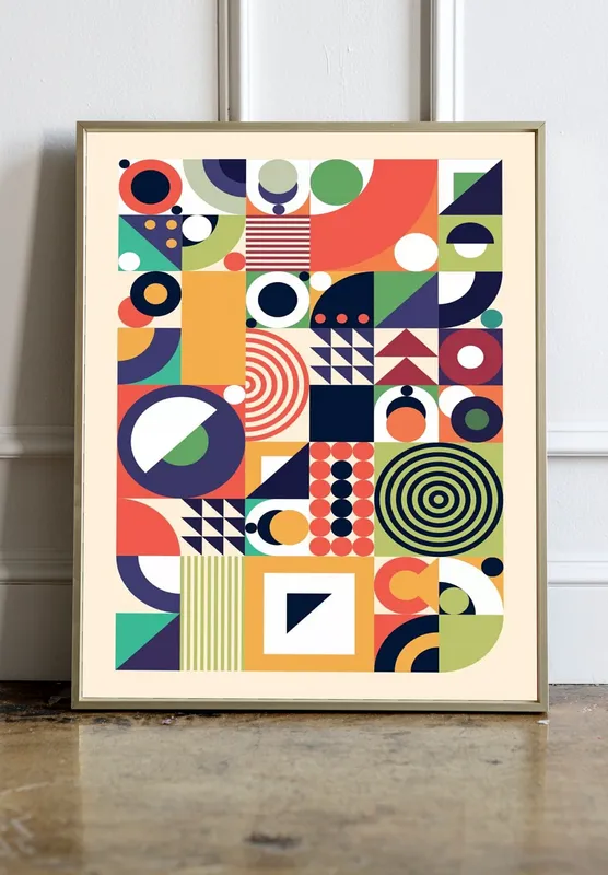 Постер «Баухаус - Фигуры современного декора» на стене в офисе