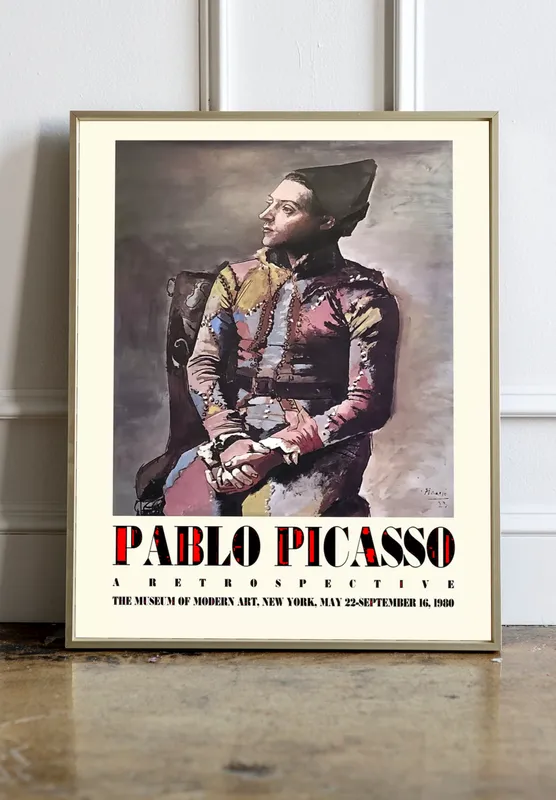 Постер «Пабло Пикассо - Арлекин» на стене в офисе