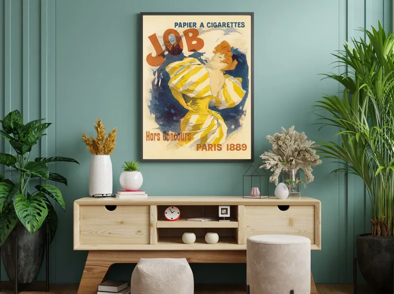 Постер «Рекламный плакат - Сигареты Job» на стене в офисе