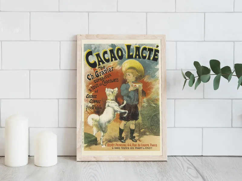 Постер «Рекламный плакат - Шоколадное молоко Cacao Lacte» на стене в офисе