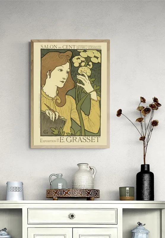 Постер «Афиша - Выставка в салоне Des Cent» на стене в офисе