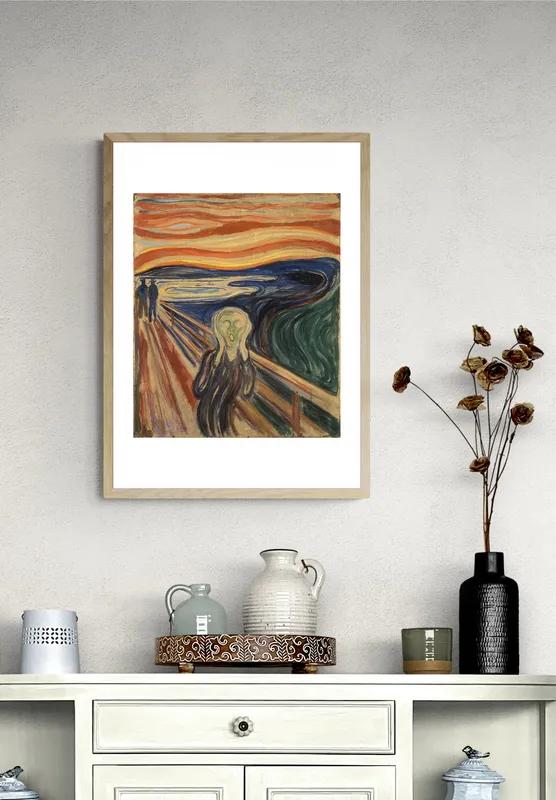 Постер «Бесконечный &amp;quotКрик&amp;quot Эдварда Мунка» на стене в офисе