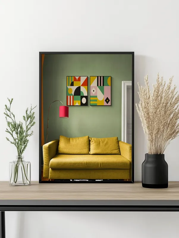 Постер «Набор постеров Разноцветные фигуры» на стене в офисе