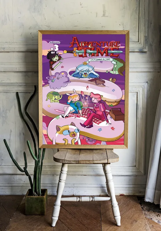 Постер «Время приключений. На сладком облаке» на стене в офисе