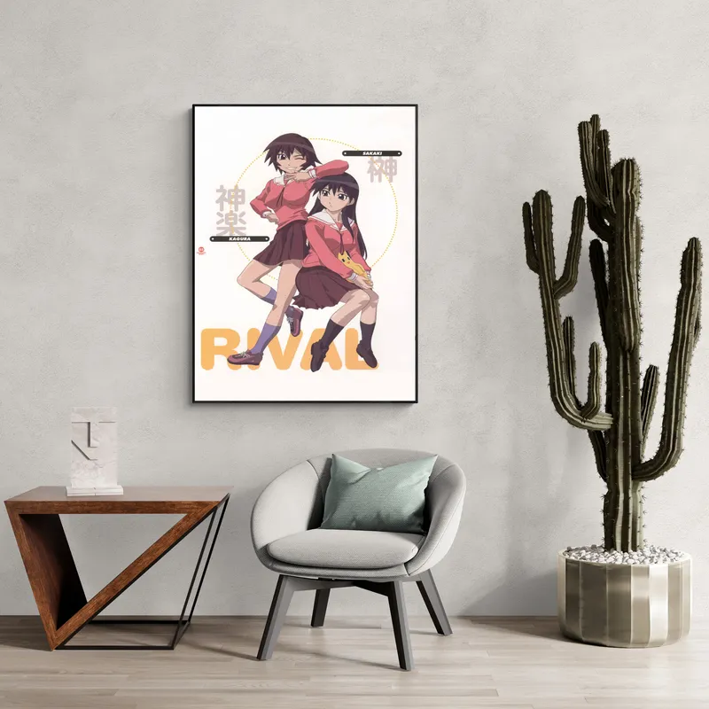 Постер «Адзуманга Дайо. Сакаки и Кагура» над диваном в гостиной