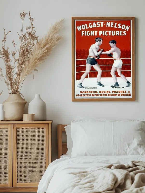 Постер «Бокс - Бой Wolgast - Nelson» на стене в офисе