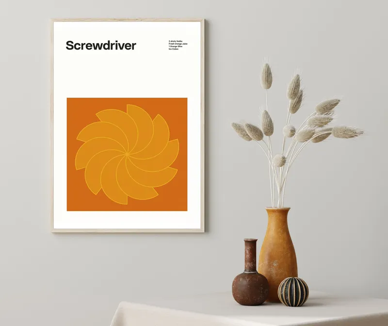 Постер «Коктейли - Отвертка» на стене в офисе