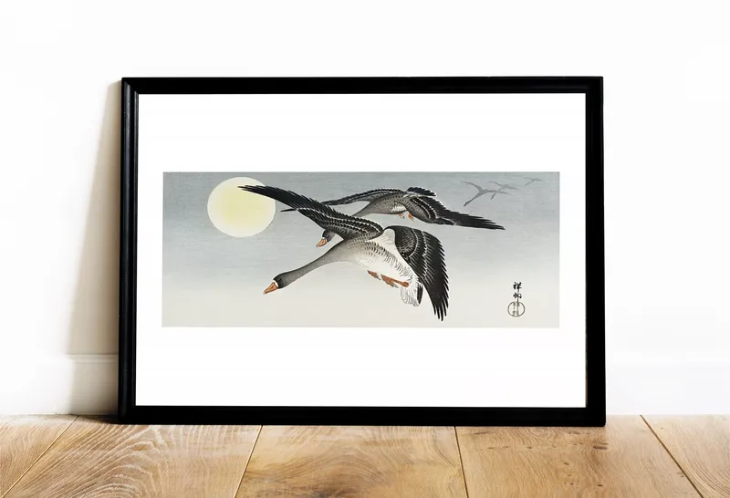 Постер «Постер Гуси» над диваном в гостиной