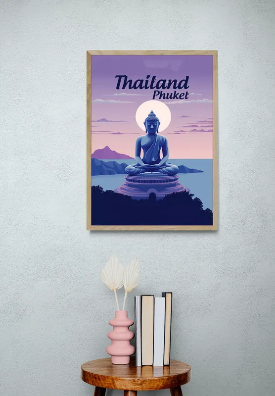 Постер «Достопримечательности Таиланда» на стене в офисе