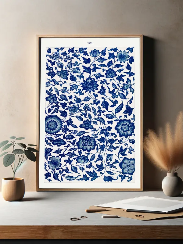 Постер «Китайский Орнамент - Цветочные Сплетения» на стене в офисе