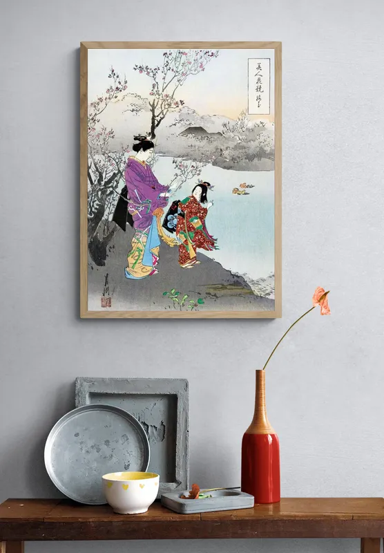 Постер «Весна - Женщины возле реки» на стене в офисе