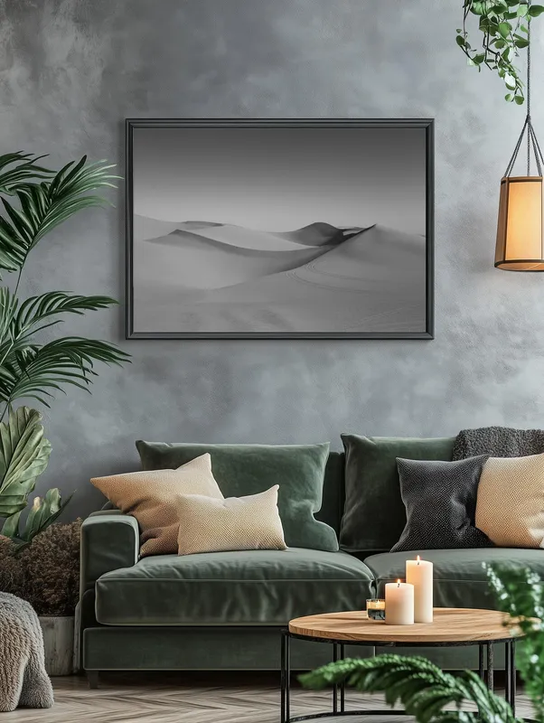 Постер «Постер Дюны» над диваном в гостиной