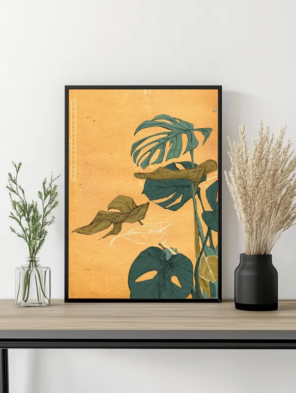 Постер «Монстера Делициоза» на стене в офисе