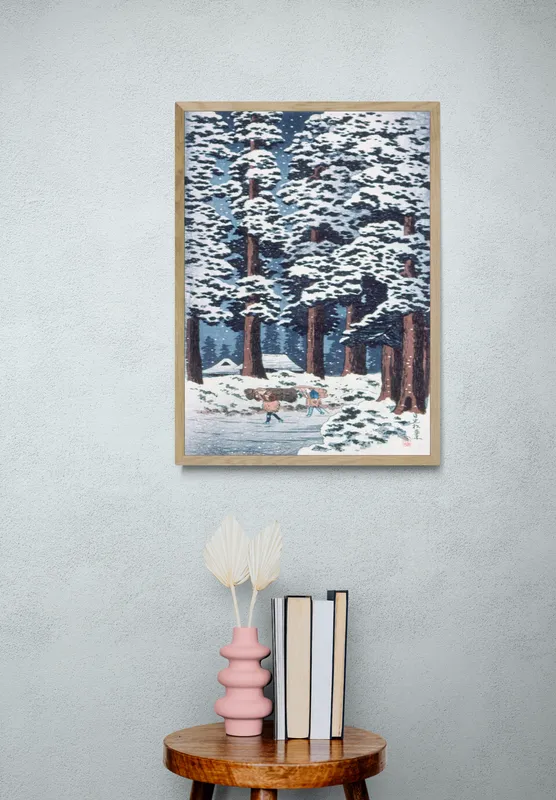Постер «Зима - Зимний лес» на стене в офисе