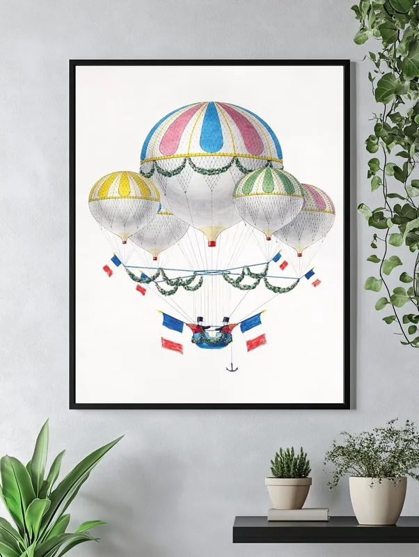 Постер «Праздничные Воздушные Шары» над диваном в гостиной