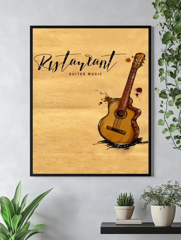 Постер «Электроакустическая гитара» на стене в офисе