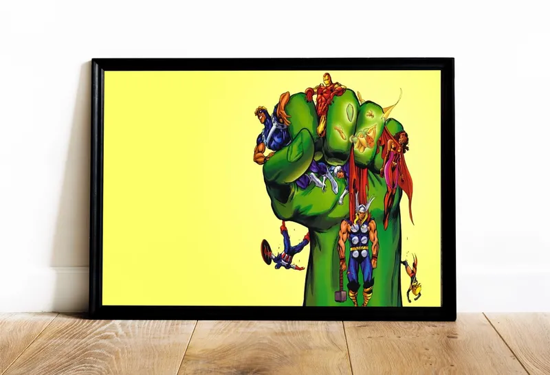 Постер «Marvel - Рука Халка» на стене в офисе