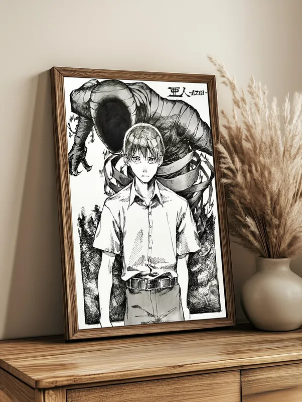 Постер «Манга Получеловек» на стене в офисе