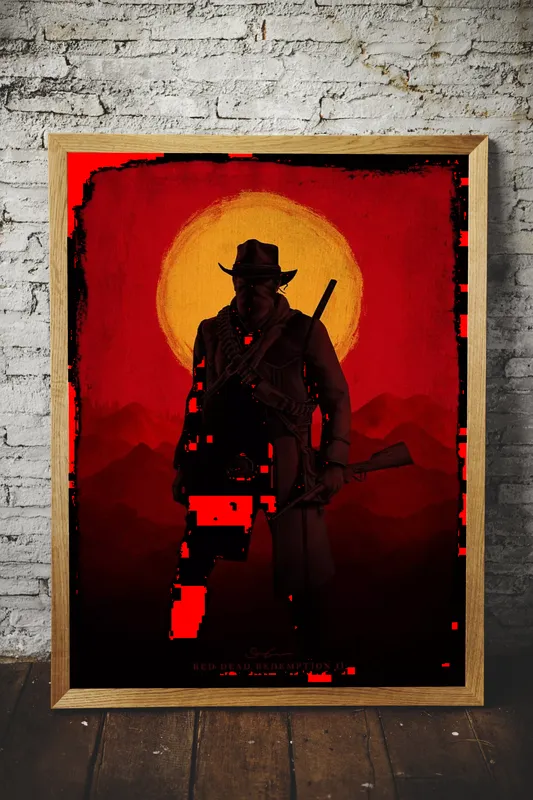 Постер «Red Dead Redemption. Бандит» над диваном в гостиной