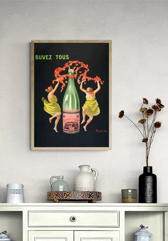 Постер «Рекламный плакат - Вино Source cachat» на стене в офисе