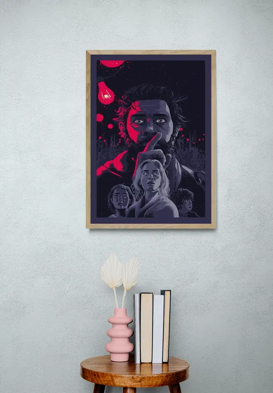 Постер «Тихое место» на стене в офисе