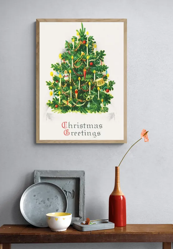 Постер «Новый Год - Елка в свечах» на стене в офисе