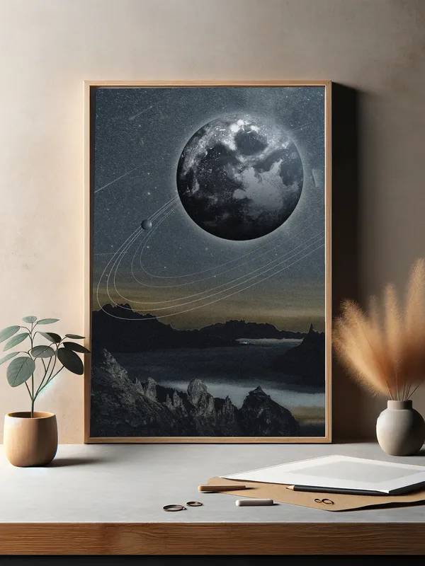 Постер «Вселенная» над диваном в гостиной