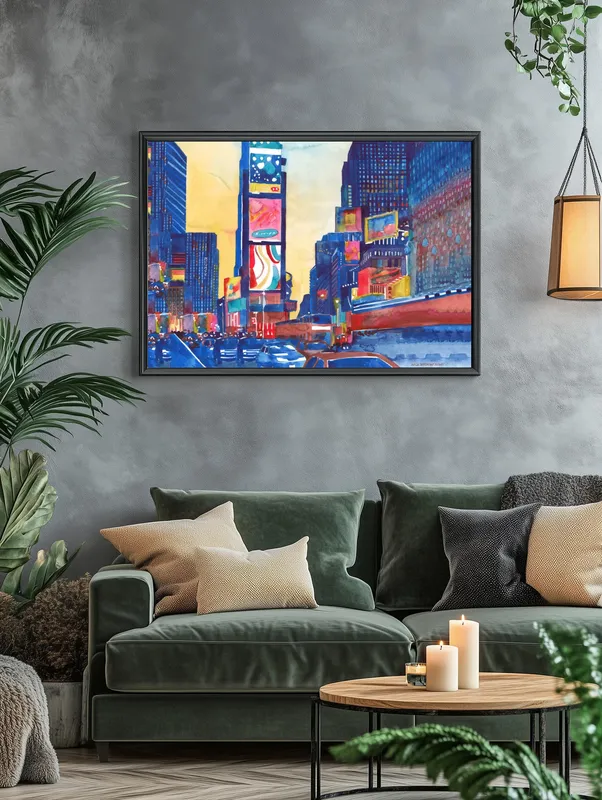 Постер «Городские высотки» на стене в офисе