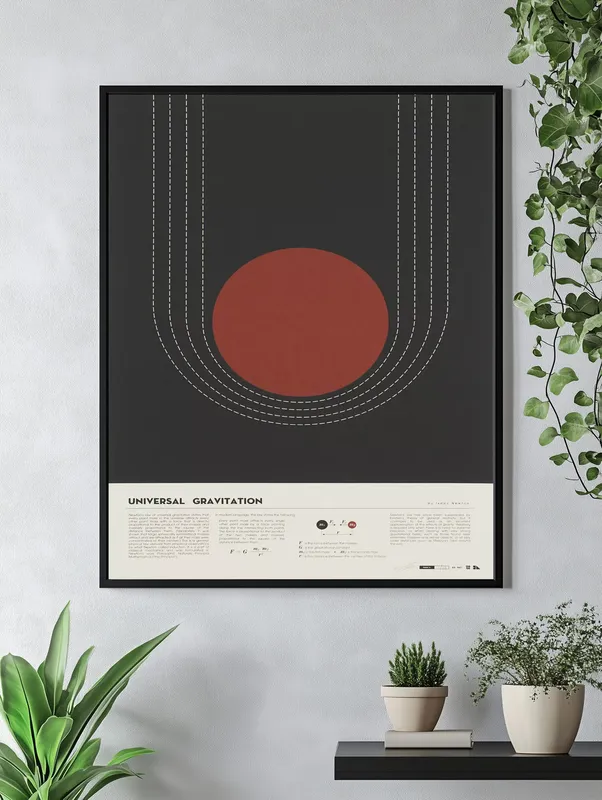 Постер «Закон Всемирного Тяготения» на стене в офисе