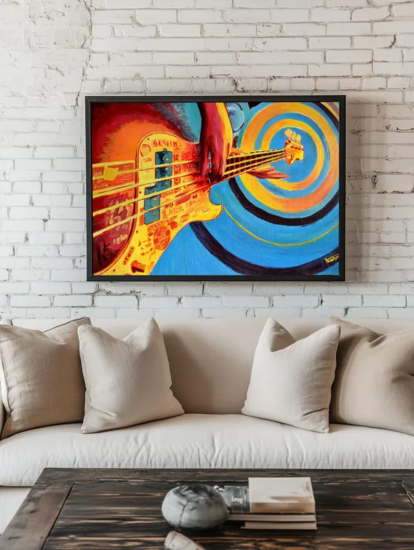 Постер «Абстрактная гитара» на стене в офисе