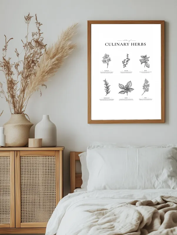 Постер «Гайд по Кулинарным Травам» на стене в офисе