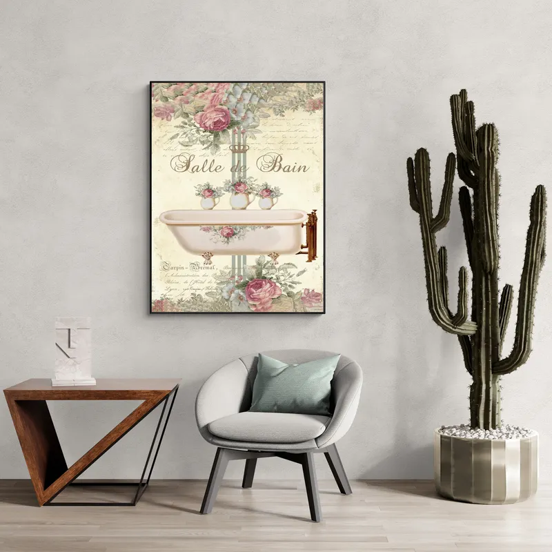 Постер «Ванна в цветах» на стене в офисе