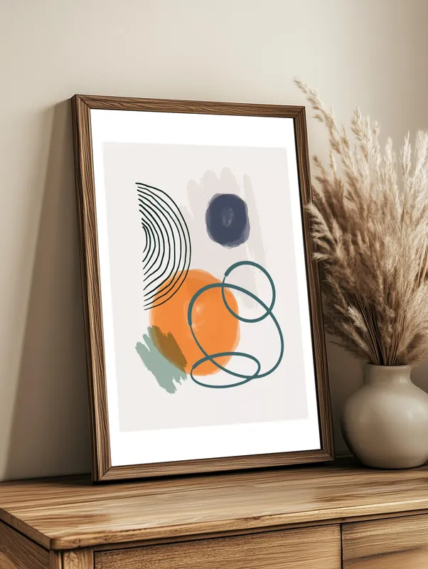 Постер «Случайные мазки - Луна и Солнце» на стене в офисе