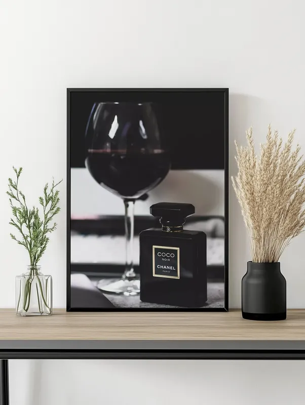 Постер «Рекламный постер духов Chanel noir» на стене в офисе