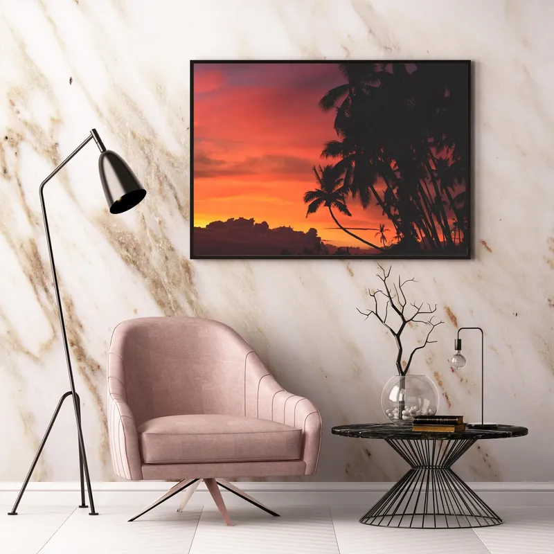 Постер «Оранжевое небо» на стене в офисе